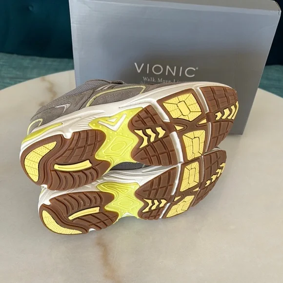 Vionic Taupe and Lemon Sneakers - Picture 6 of 9